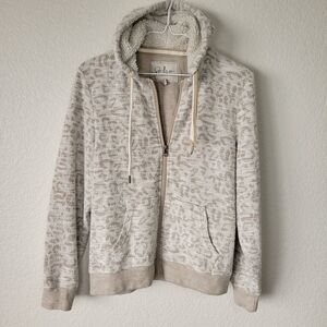 Soho Threads Cream Zip-Up Hoodie with Sherpa Hood – Size S